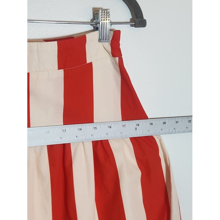 Avara Red and Cream Stripe Midi Skirt Size 6