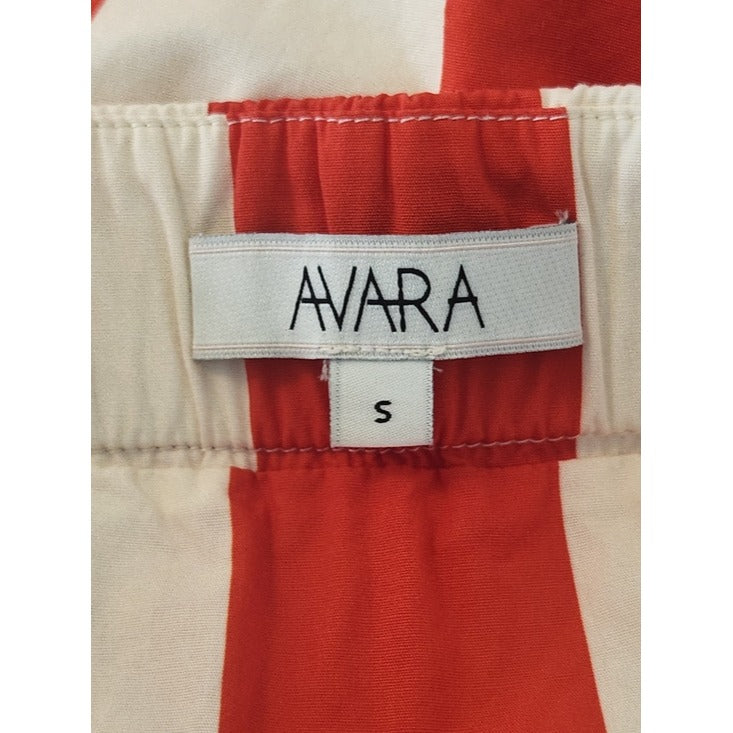 Avara Red and Cream Stripe Midi Skirt Size 6