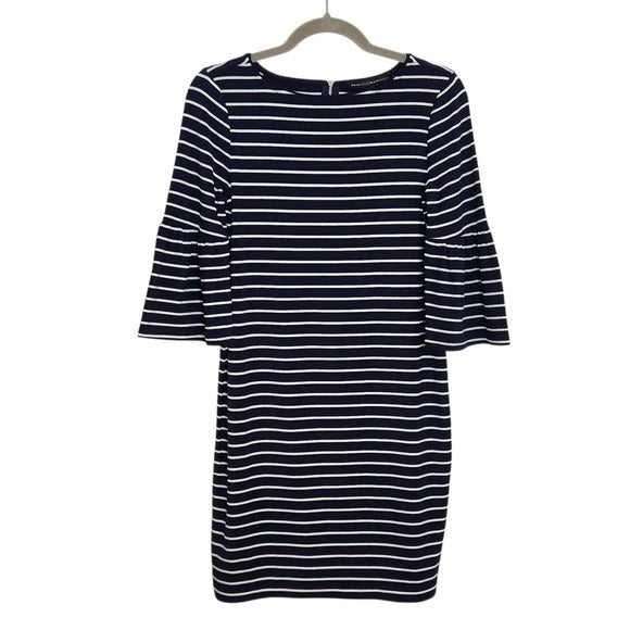 White House Black Market Navy and White Striped Bell-Sleeve Shift Dress Size XS