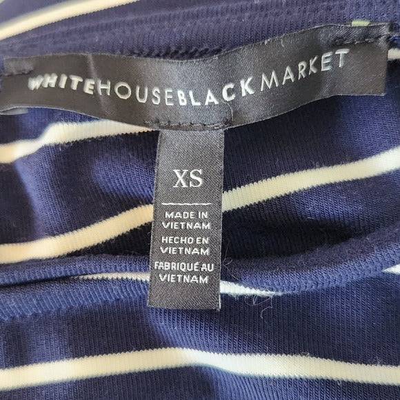 White House Black Market Navy and White Striped Bell-Sleeve Shift Dress Size XS
