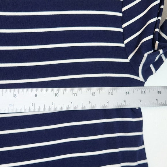 White House Black Market Navy and White Striped Bell-Sleeve Shift Dress Size XS