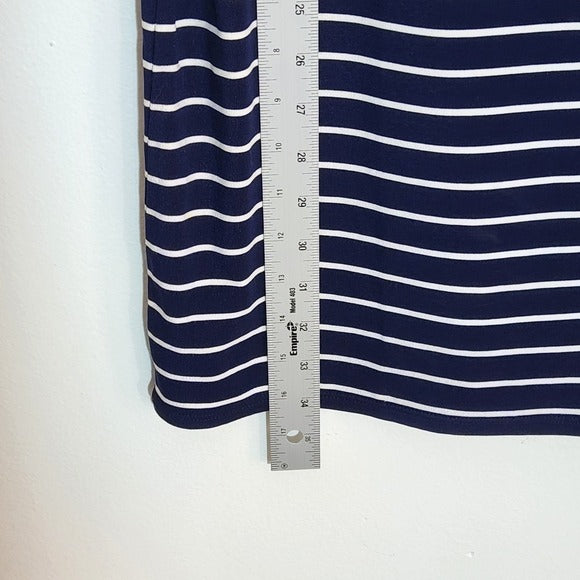 White House Black Market Navy and White Striped Bell-Sleeve Shift Dress Size XS