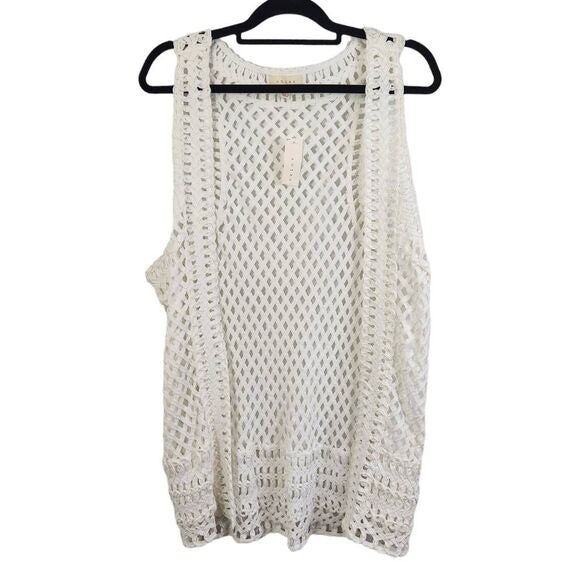 Adiva White Woven Vest Size XL New