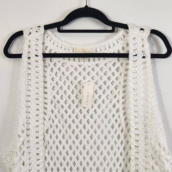 Adiva White Woven Vest Size XL New
