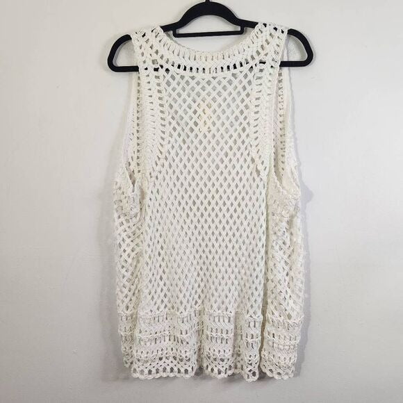 Adiva White Woven Vest Size XL New