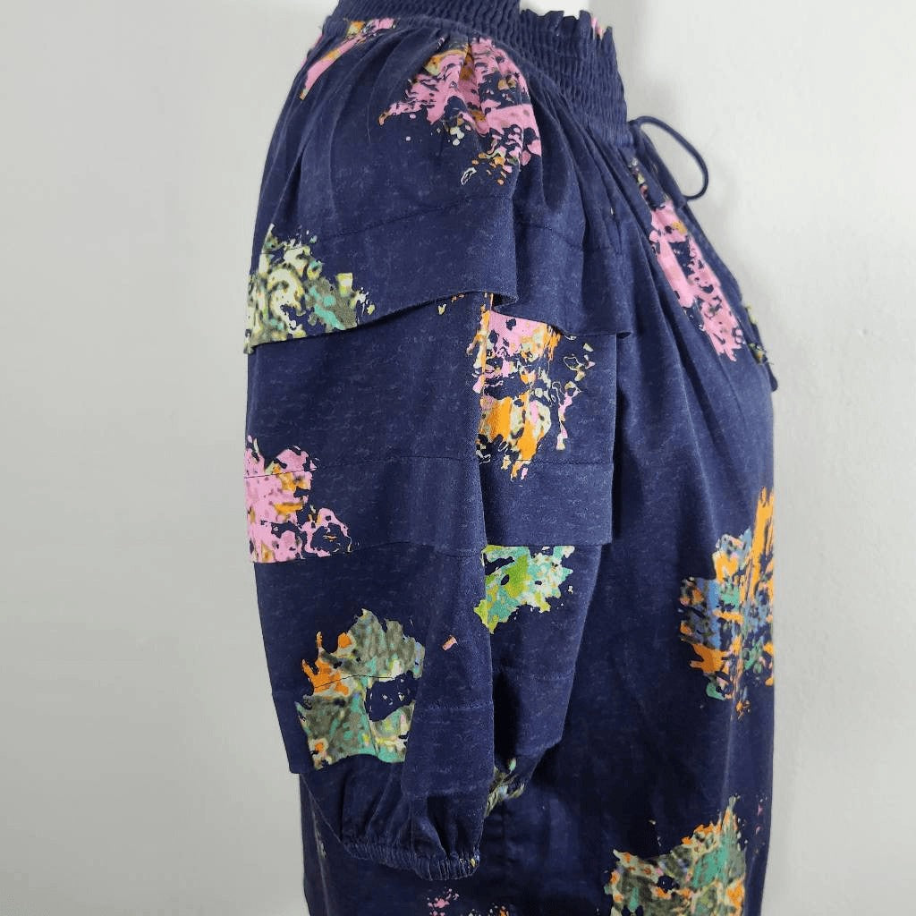 Nic & Zoe Navy Floral Blouse NWT Size PP Dark Blue Floral Top Navy and Pink Top