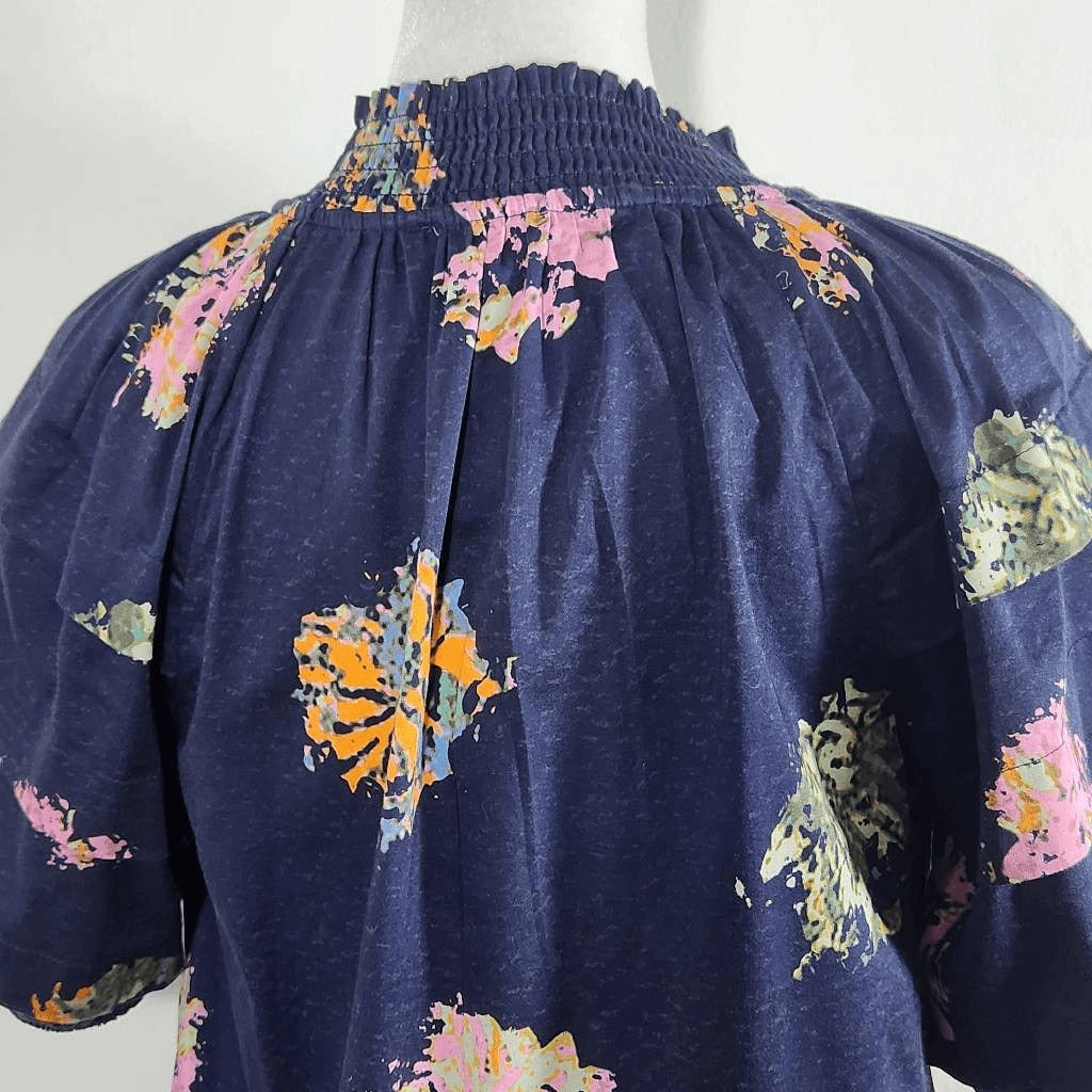 Nic & Zoe Navy Floral Blouse NWT Size PP Dark Blue Floral Top Navy and Pink Top