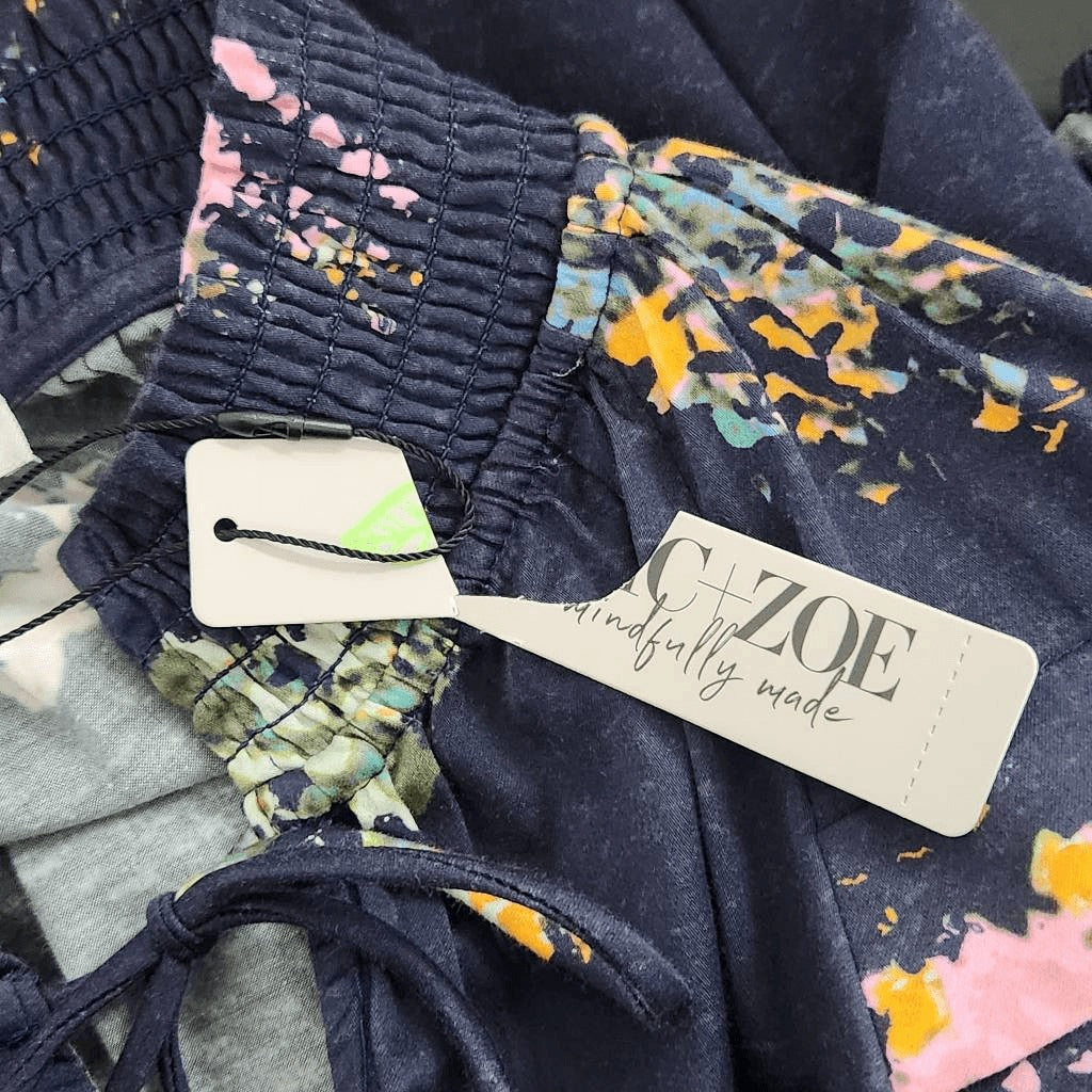 Nic & Zoe Navy Floral Blouse NWT Size PP Dark Blue Floral Top Navy and Pink Top