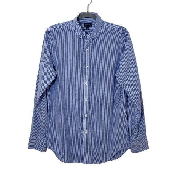 J. Crew Blue Striped Button Down Dress Shirt Size Medium 15-15.5 Preppy Shirt