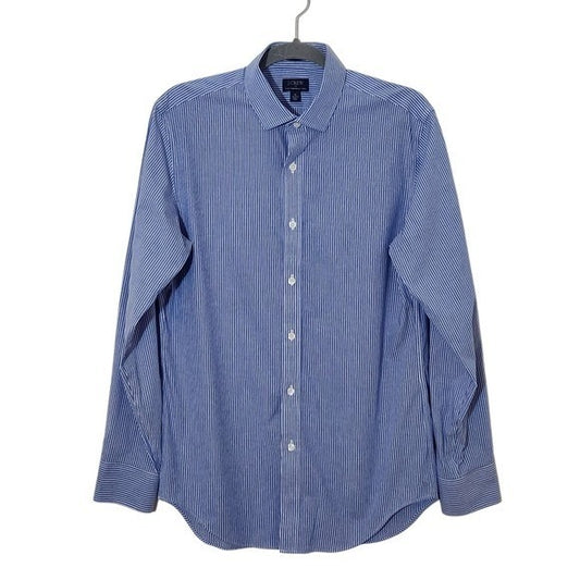 J. Crew Blue Striped Button Down Dress Shirt Size Medium 15-15.5 Preppy Shirt