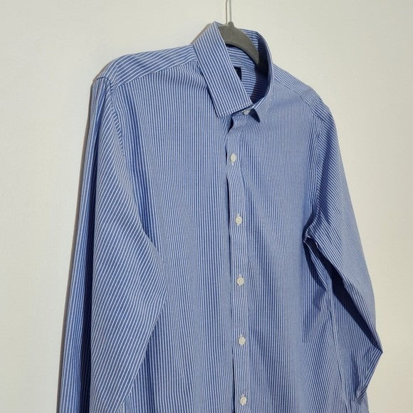 J. Crew Blue Striped Button Down Dress Shirt Size Medium 15-15.5 Preppy Shirt