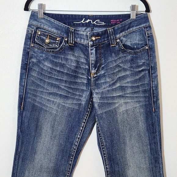 INC International Concepts Distressed Bootcut Jeans Size 8