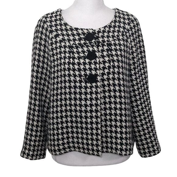 Lapis Black and White Houndstooth Jacket Size Small Cropped Houndstooth Blazer