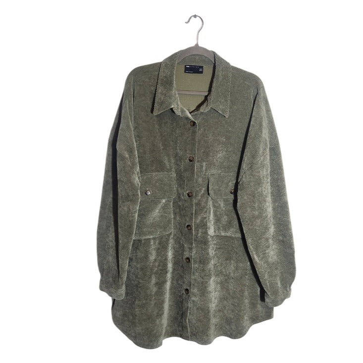ASOS Green Corduroy Oversized Shirt Dress Size 12