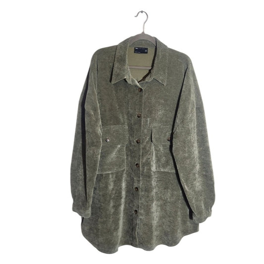 ASOS Green Corduroy Oversized Shirt Dress Size 12
