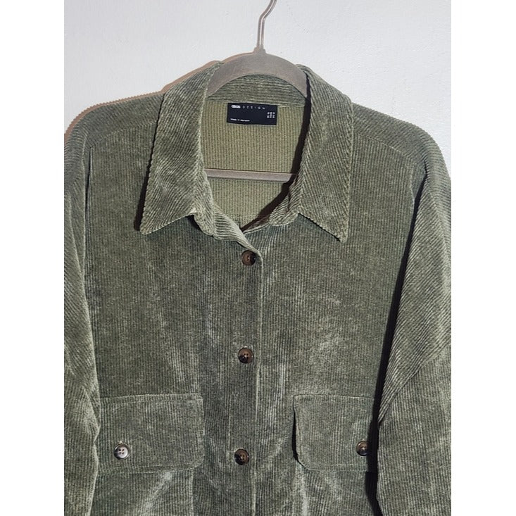 ASOS Green Corduroy Oversized Shirt Dress Size 12