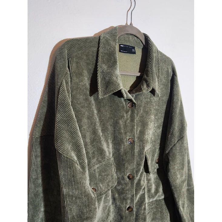 ASOS Green Corduroy Oversized Shirt Dress Size 12
