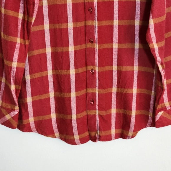 Market & Spruce Red Plaid Button Up Flannel Shirt Size XL NWT