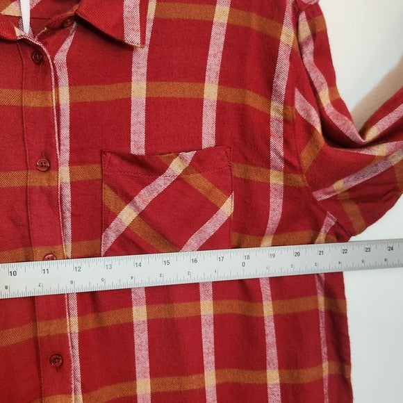 Market & Spruce Red Plaid Button Up Flannel Shirt Size XL NWT