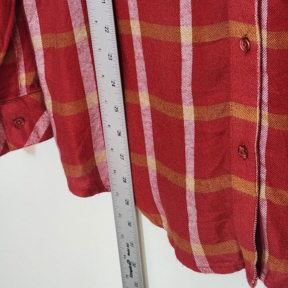 Market & Spruce Red Plaid Button Up Flannel Shirt Size XL NWT