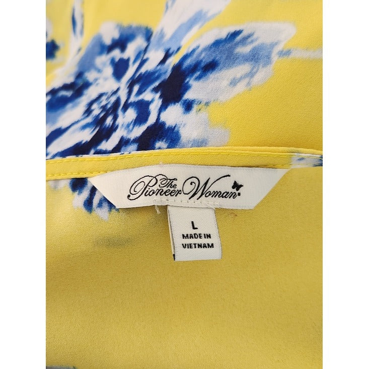 The Pioneer Woman Yellow and Blue Floral Top Size Large