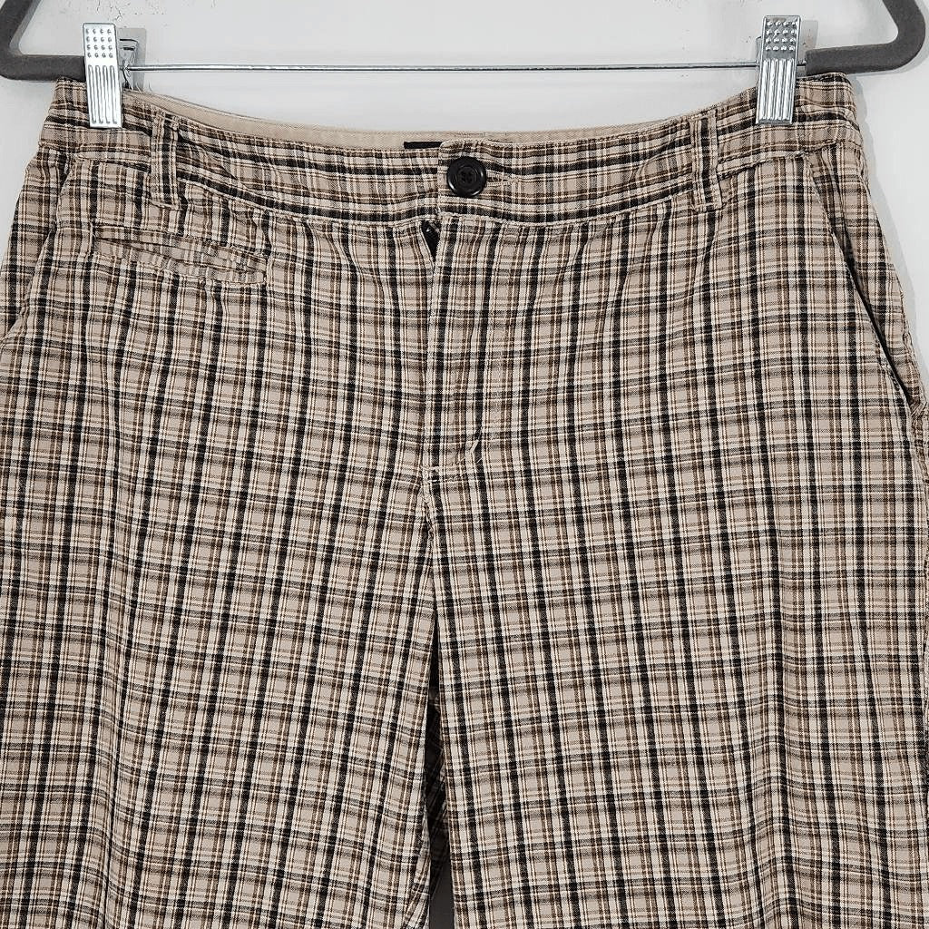 Allison Brittney Brown Plaid Pedal Pushers Size 8 Brown Plaid Retro Long Shorts