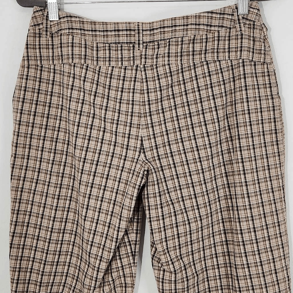 Allison Brittney Brown Plaid Pedal Pushers Size 8 Brown Plaid Retro Long Shorts