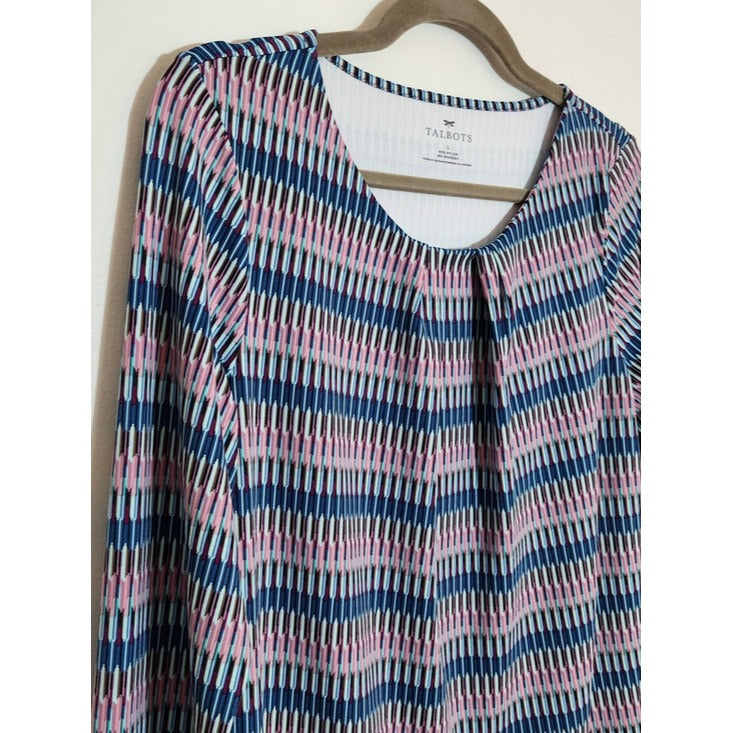 Talbots Multicolor 3/4 Sleeve Stretch Top Size Large