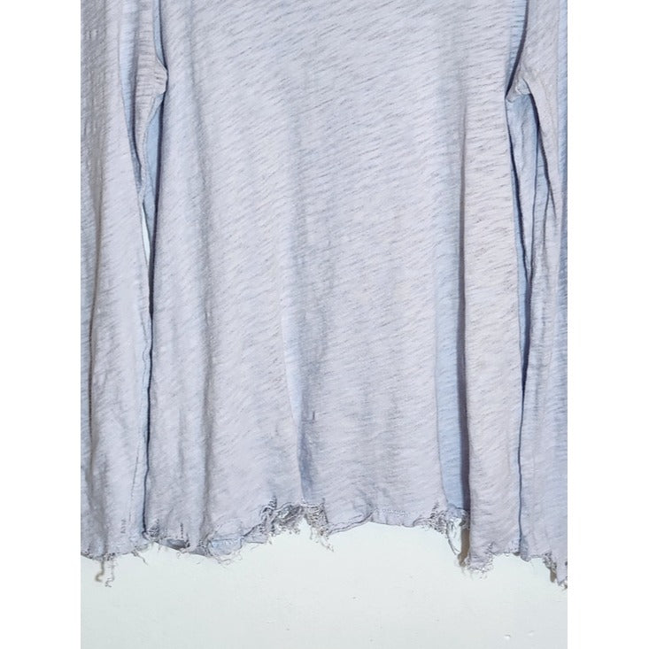 ATM Anthony Thomas Melillo Purple Distressed Slub Knit Long Sleeve Tee Sz Large
