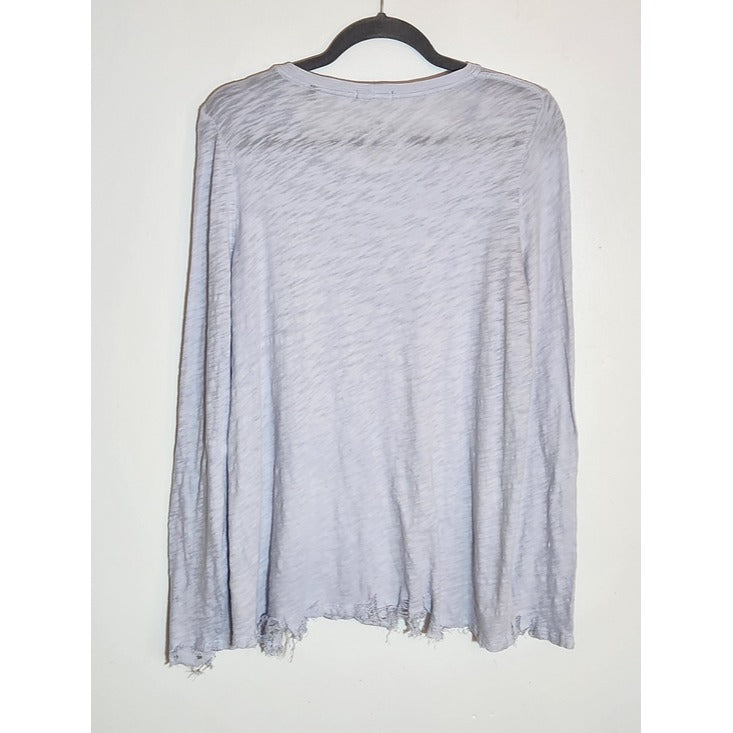 ATM Anthony Thomas Melillo Purple Distressed Slub Knit Long Sleeve Tee Sz Large