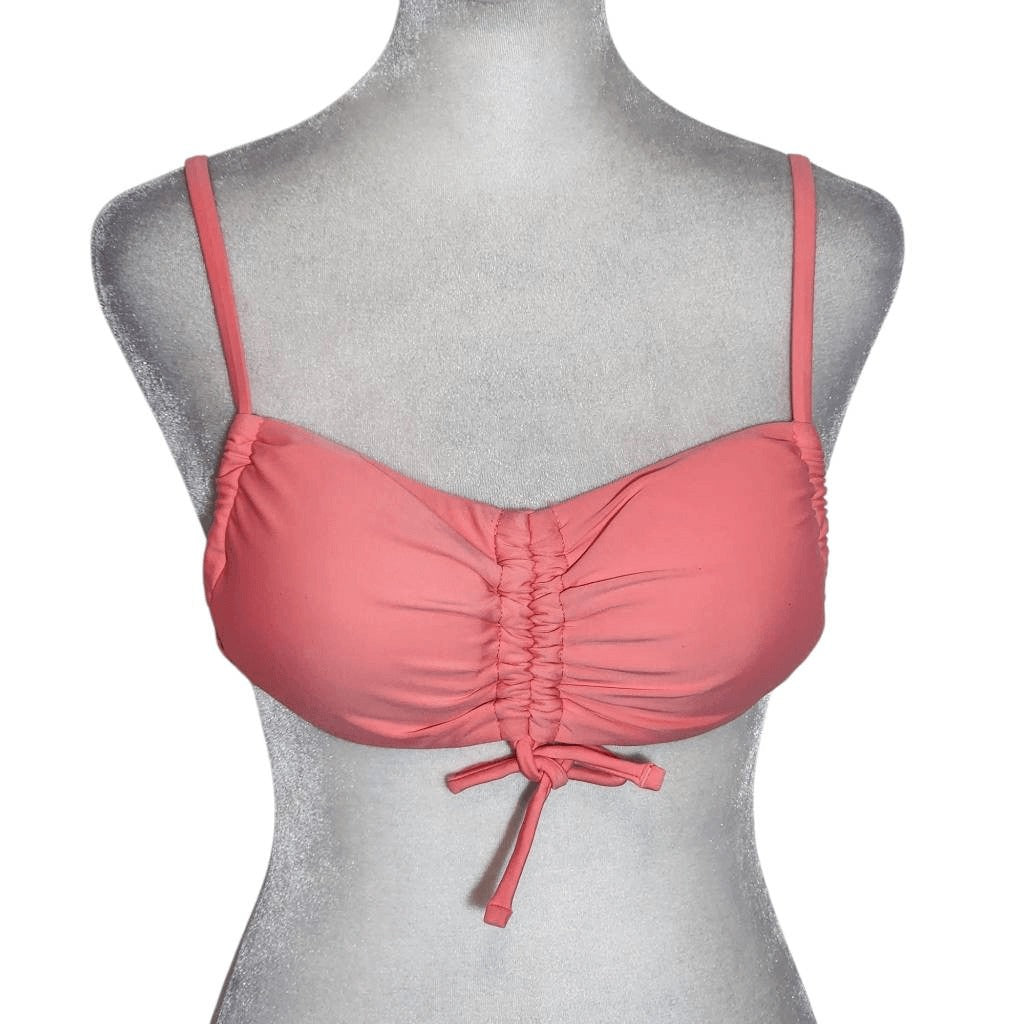 Aerie Pink Bikini Top NWT Size Small Gathered Bandeau Bikini Top