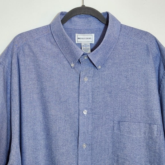 Kings Court Blue Button Down Shirt Size 19 Tall (Approx. 3X)