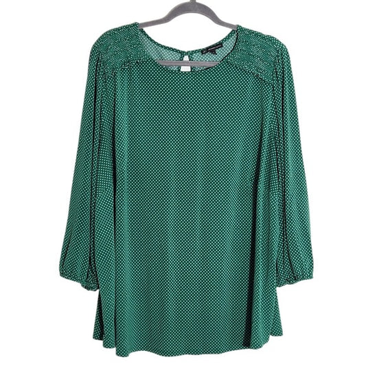Adrianna Papell Green Polka Dot Blouse Size 3X