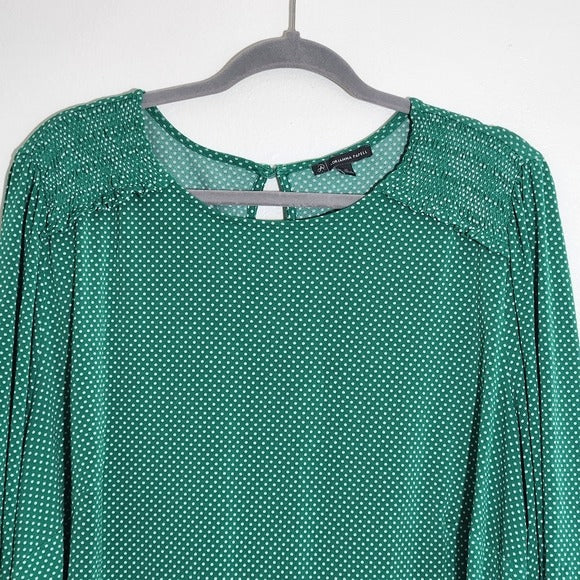 Adrianna Papell Green Polka Dot Blouse Size 3X