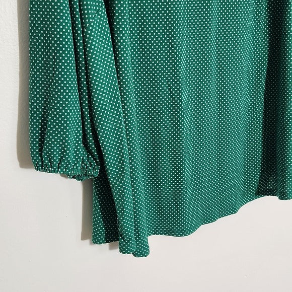 Adrianna Papell Green Polka Dot Blouse Size 3X