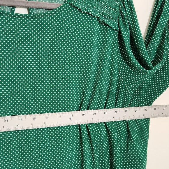 Adrianna Papell Green Polka Dot Blouse Size 3X
