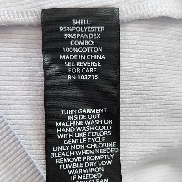 Nicole Miller White Ribbed Knit Tee with Ruffle Sleeves Size Large