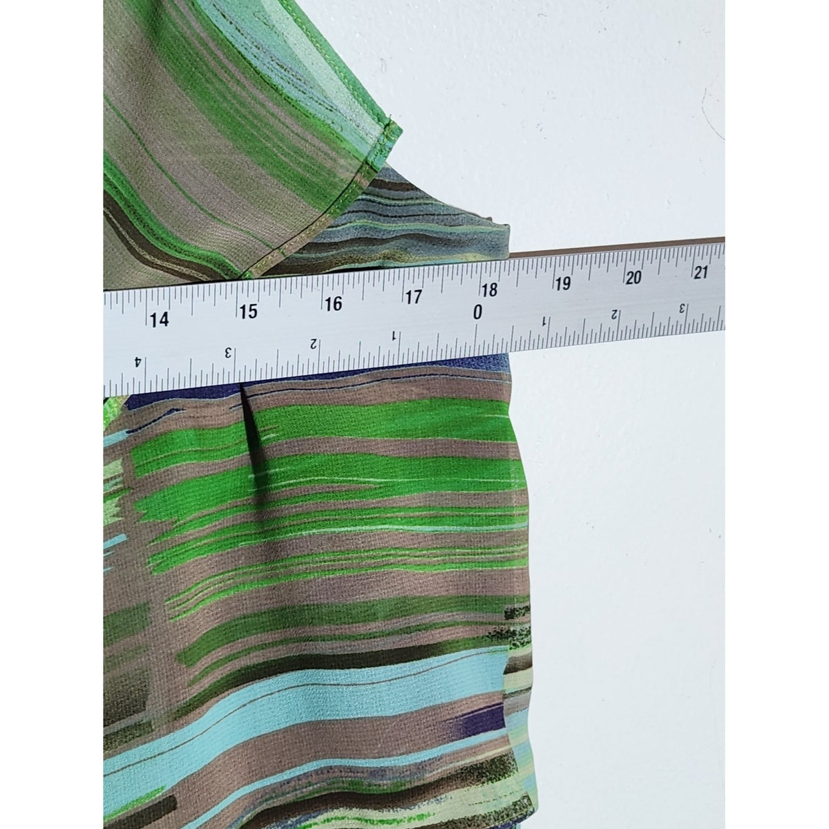 Cabi Green and Brown Striped Tank Top with Layered Neckline Size Medium
