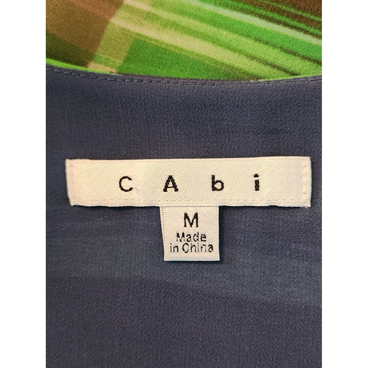 Cabi Green and Brown Striped Tank Top with Layered Neckline Size Medium
