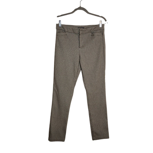 Roz & Ali Black and Tan Diamond Print Slim Fit Pants Size 6