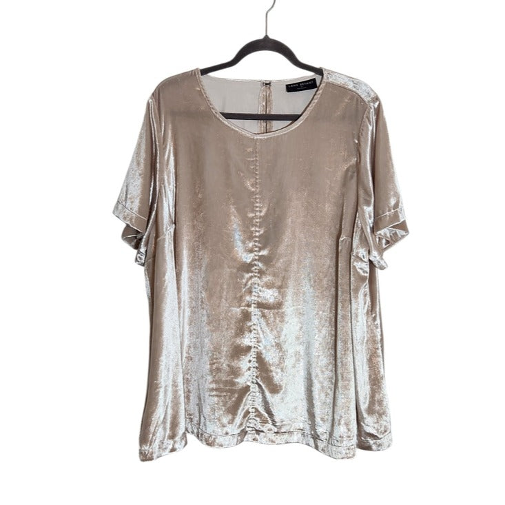 Lane Bryant Cream Blush Velvet Short Sleeve Top Size 22