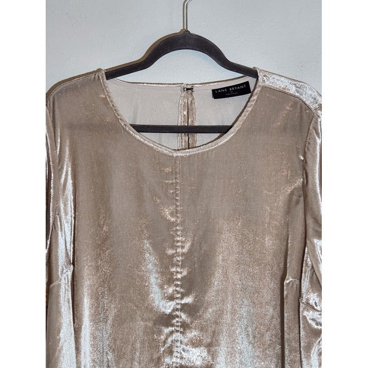 Lane Bryant Cream Blush Velvet Short Sleeve Top Size 22