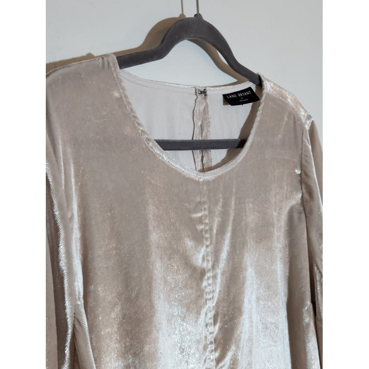 Lane Bryant Cream Blush Velvet Short Sleeve Top Size 22
