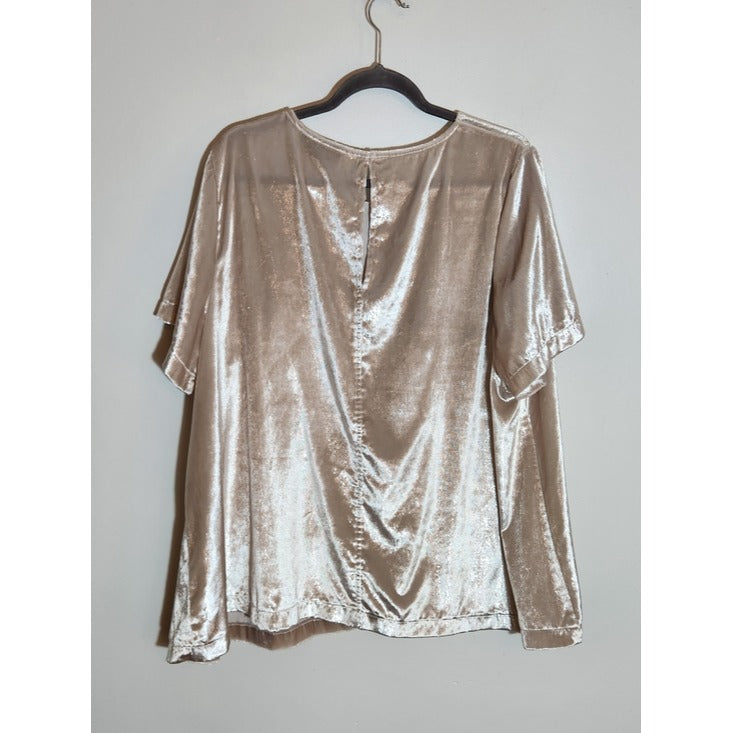Lane Bryant Cream Blush Velvet Short Sleeve Top Size 22