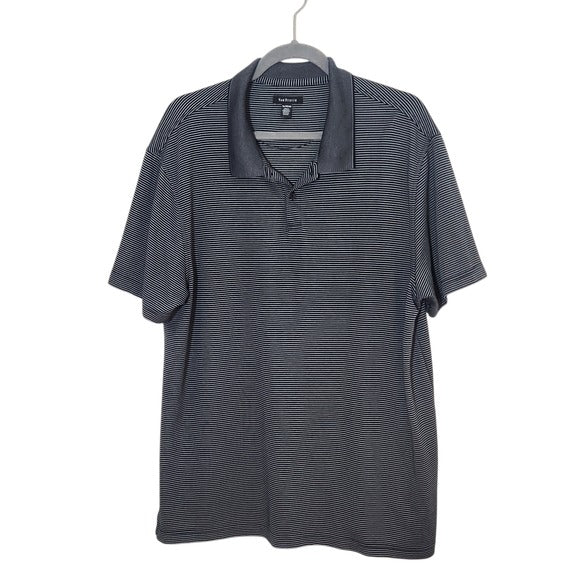 Van Heusen Black and Gray Stripe Short Sleeve Polo Size XL