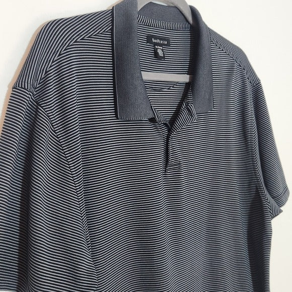 Van Heusen Black and Gray Stripe Short Sleeve Polo Size XL