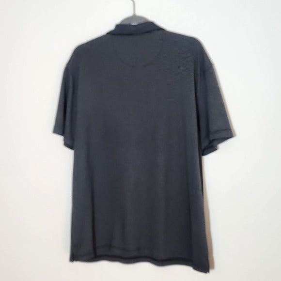 Van Heusen Black and Gray Stripe Short Sleeve Polo Size XL