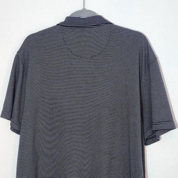 Van Heusen Black and Gray Stripe Short Sleeve Polo Size XL