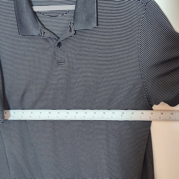 Van Heusen Black and Gray Stripe Short Sleeve Polo Size XL