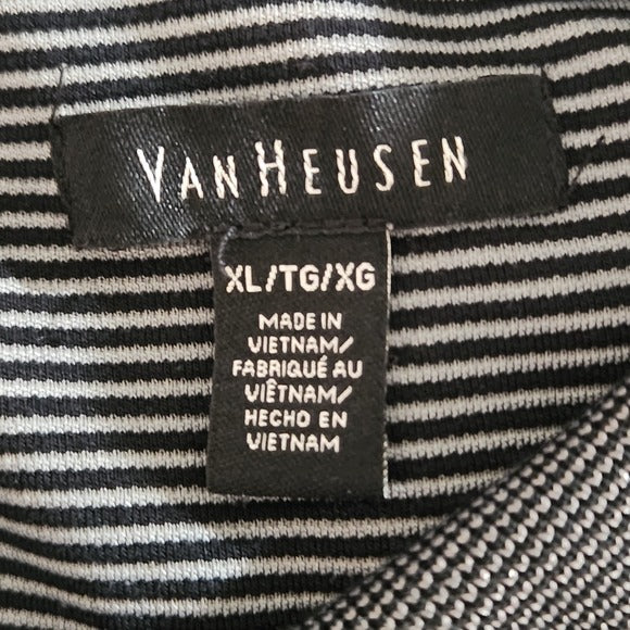 Van Heusen Black and Gray Stripe Short Sleeve Polo Size XL